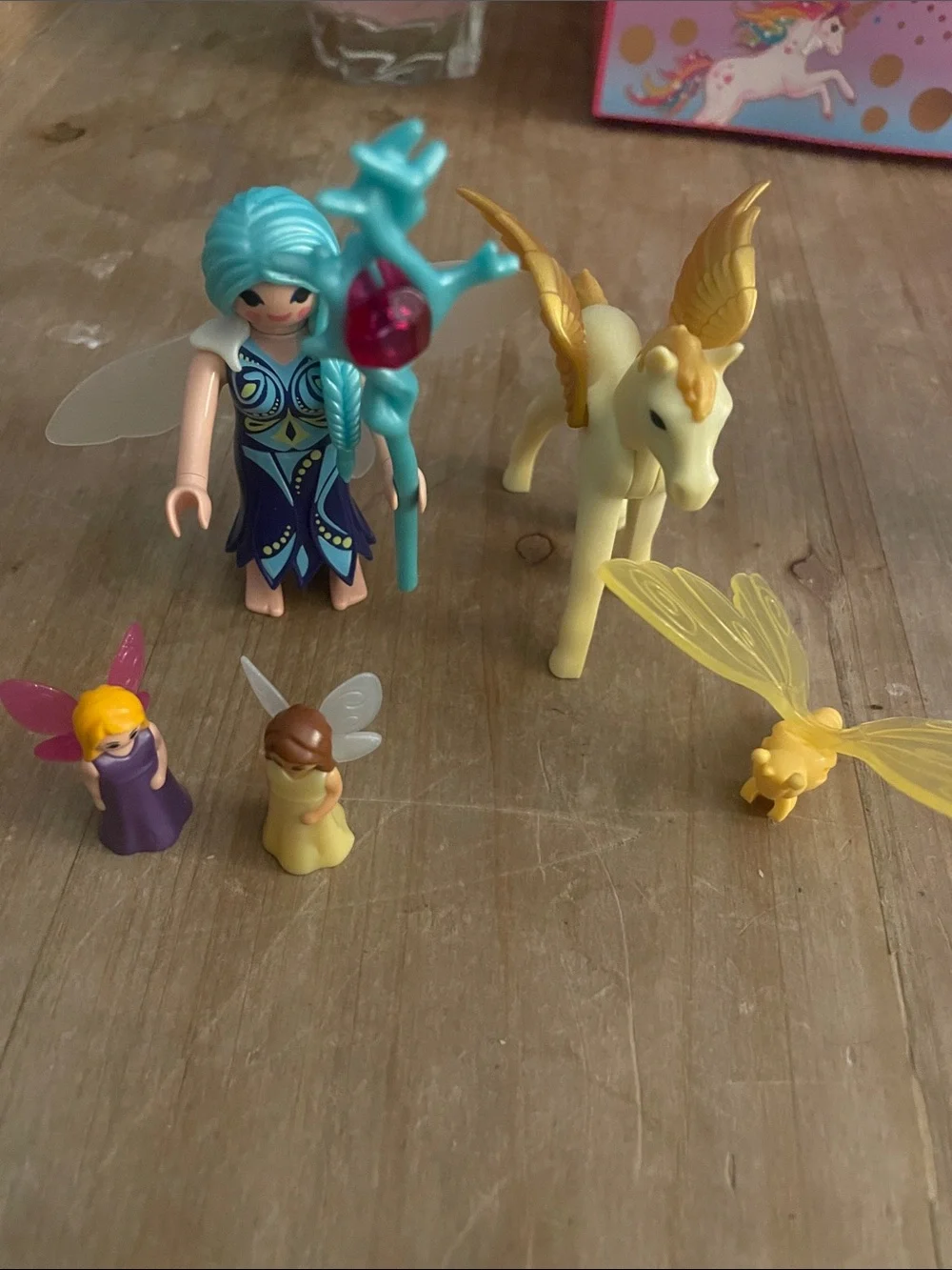 Blue-Haired Fairy & Yellow Pegasus Playset for Kids Play Mobil